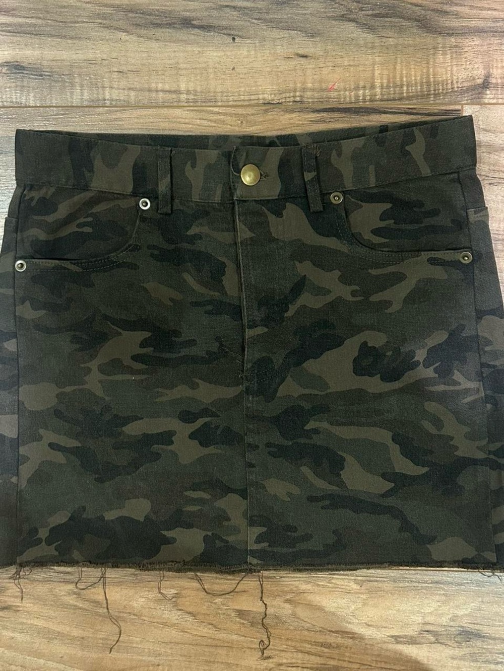 Olivaceous Green and Black Camo Mini Skirt